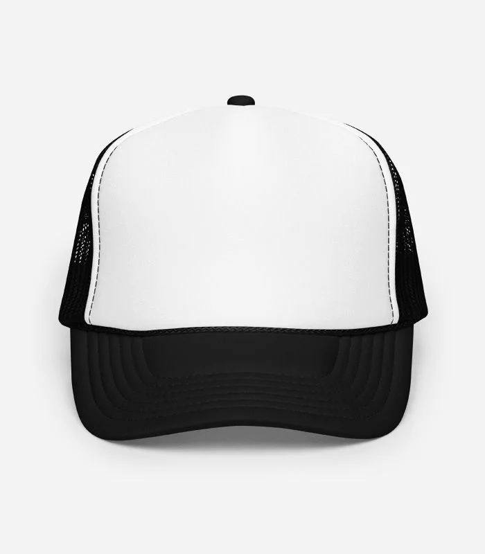 black-white trucker hat